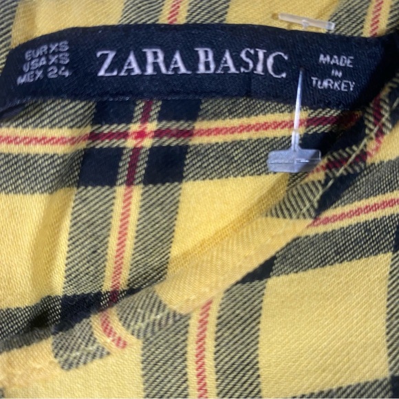 Zara Yellow Plaid Shirt Women’s size Extra Small - Picture 4 of 7